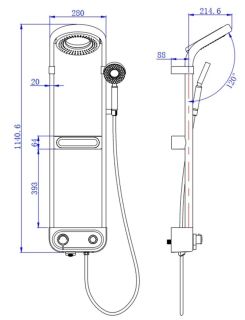 Душевая стойка AQUAme AQM8004W с термостатом белый матовый